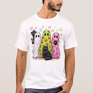 Schattige geesten en zwarte katten t-shirt