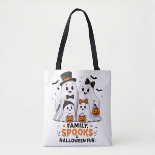 Schattige Geesten Familie Halloween Plezier Tote Bag