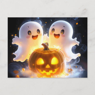 Schattige Geesten Familie Halloween Pompoen Grieze Feestdagenkaart