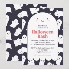 Schattige geesten Halloween Bash gepersonaliseerd Kaart