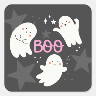 Schattige geesten Halloween BOO Vierkante Sticker