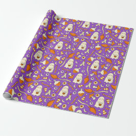 Schattige geesten Halloween Elegant paars Oranje Cadeaupapier