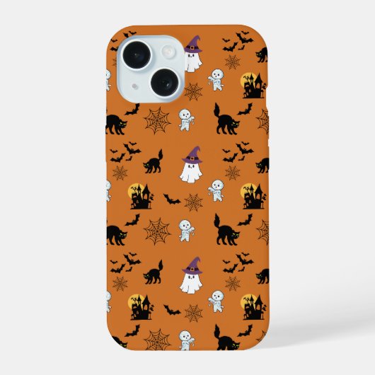 Schattige geesten katten vleermuizen Halloween iPhone 15 Case (Achterkant)