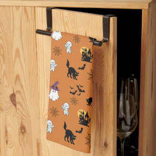 Schattige geesten katten vleermuizen Halloween Theedoek