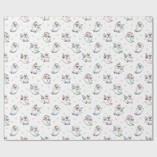 Schattige Geesten Strikdas Hoeden Halloween Cadeaupapier