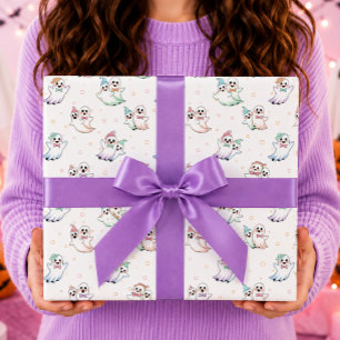 Schattige Geesten Strikdas Hoeden Halloween Cadeaupapier