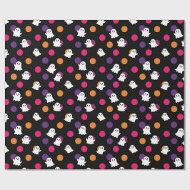 Schattige geesten zwarte polkadot Halloween Cadeaupapier