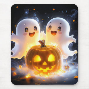 Schattige Geestenfamilie Halloween Pompoen Griezel Muismat