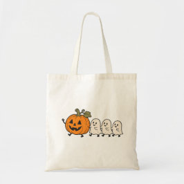 Schattige Geestenoptocht Halloween Pompoen Canvas  Tote Bag