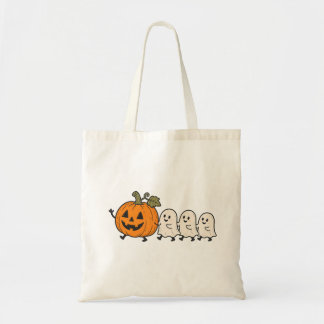Schattige Geestenoptocht Halloween Pompoen Canvas Tote Bag