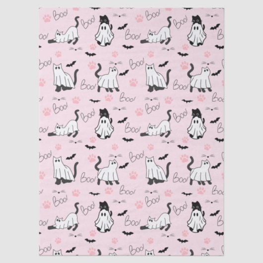 Schattige Geestkatten Halloween Tissuepapier (Voorkant)