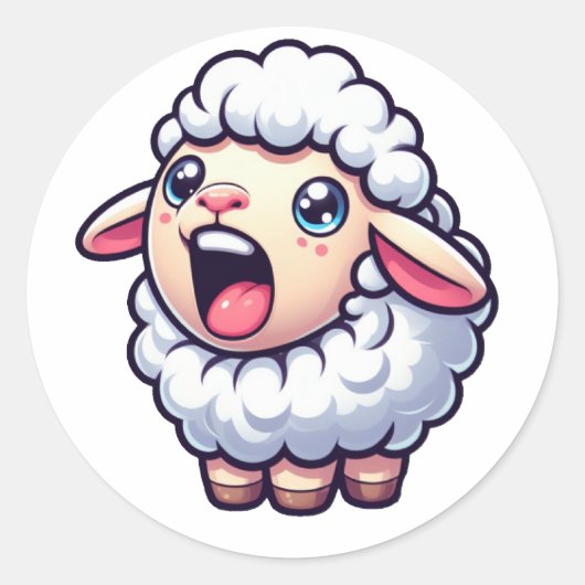 Schattige geeuwd schaap ronde sticker (Voorkant)