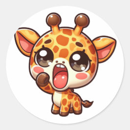 Schattige geeuwen Girrafe Ronde Sticker