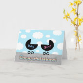 Schattige gefeliciteerd tweeling jongen en meisje kaart (Gele Bloem)