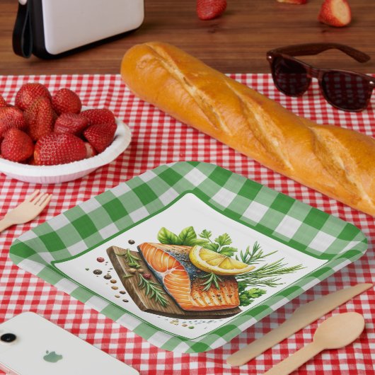 Schattige gegrilde vis feest papieren bordje (Picknick)
