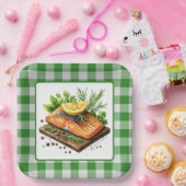 Schattige gegrilde vis feest papieren bordje (Feest)