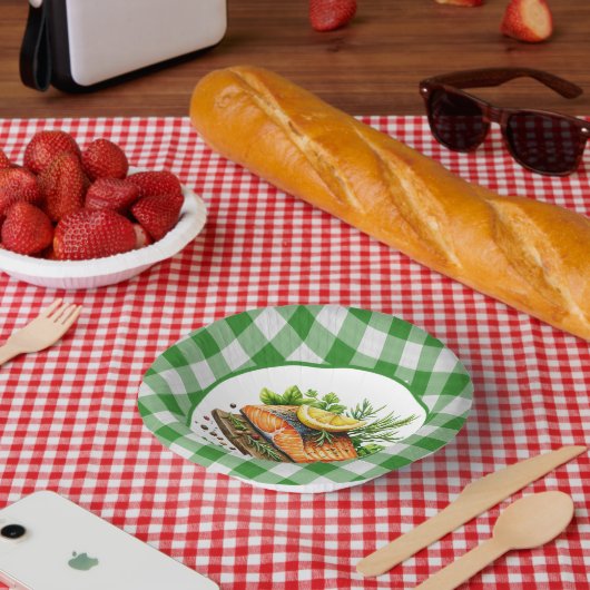 Schattige gegrilde vis feest papieren kommen (Picknick)