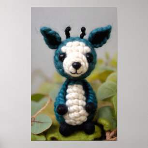 Schattige gehaakt schepsel met grote oren poster