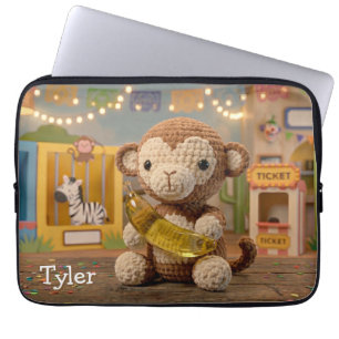 Schattige gehaakte aap en banaan laptop sleeve