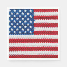 Schattige gehaakte Amerikaanse vlag Rood Wit Blauw