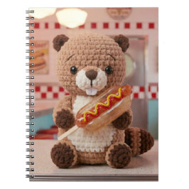 Schattige Gehaakte Bever in Diner Glas Hotdog Notitieboek
