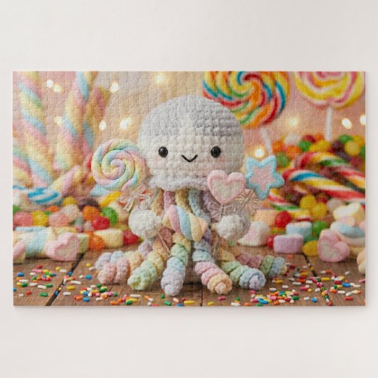 Schattige Gehaakte Octopus Candy Land Esthetiek  Legpuzzel (Horizontaal)