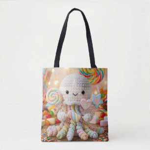 Schattige Gehaakte Octopus Candy Land Esthetiek Tote Bag
