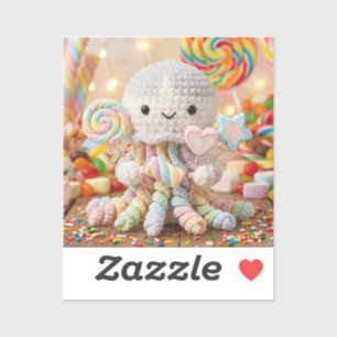 Schattige Gehaakte Octopus en Snoep Land Sticker