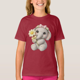 Schattige gehaakte olifant meisje met bloem – Cade T-shirt