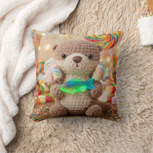 Schattige Gehaakte Otter en Gummi Beer Kussen