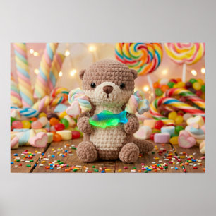 Schattige Gehaakte Otter en Gummi Beer Poster