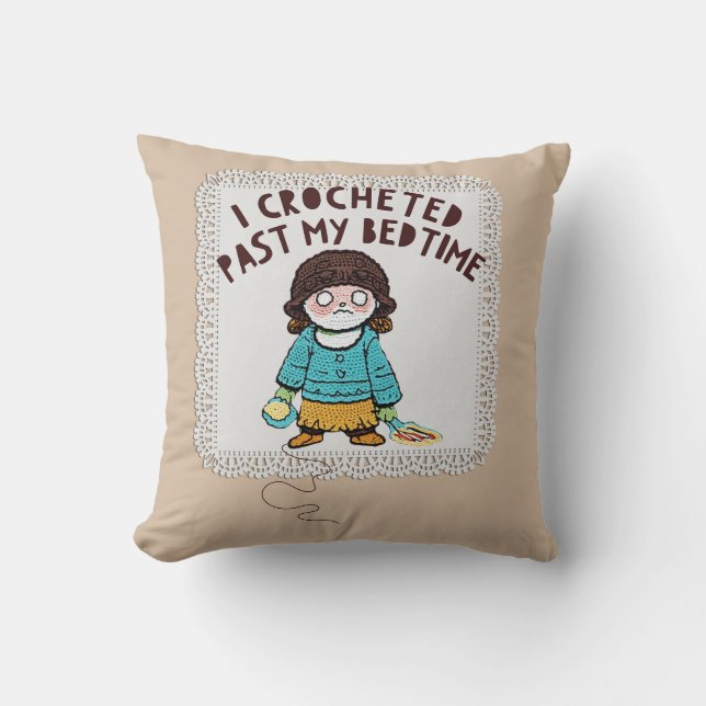 Schattige gehaakte poppengaren doily kussen (Voorkant)