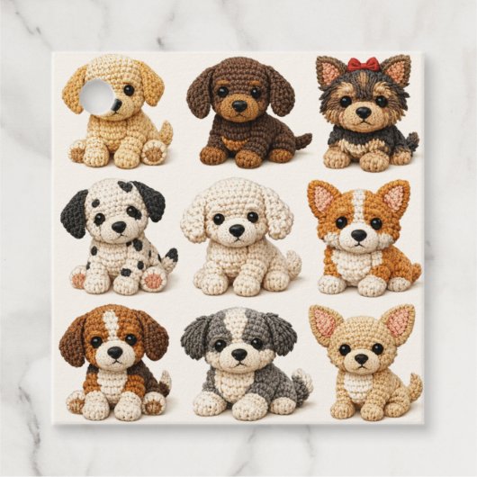 Schattige Gehaakte Puppies Bedankjes Labels (Voorkant)