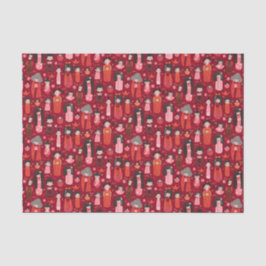 Schattige geïllustreerd Japans Kokeshi rood Tissuepapier