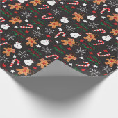 Schattige geïllustreerd kerstpersonage cadeaupapier (Hoek)