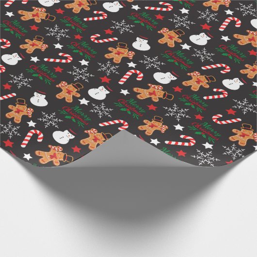 Schattige geïllustreerd kerstpersonage cadeaupapier (Hoek)