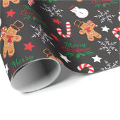 Schattige geïllustreerd kerstpersonage cadeaupapier (Rol Hoek)