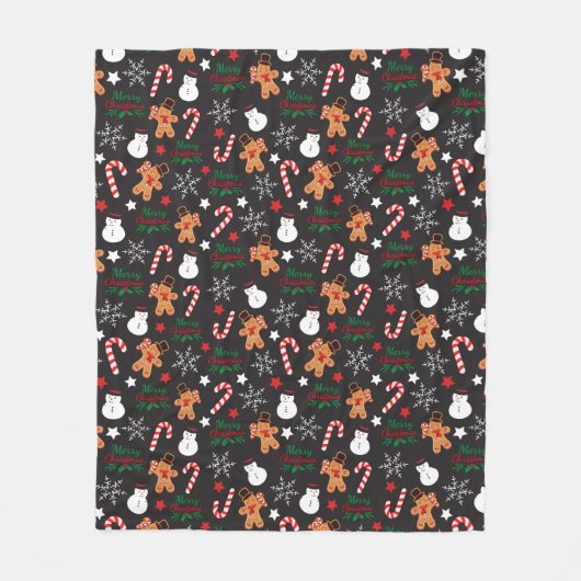 Schattige geïllustreerd kerstpersonage fleece deken (Voorkant)