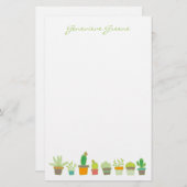 Schattige geïllustreerd succulent monogram briefpa briefpapier (Voorkant / Achterkant)