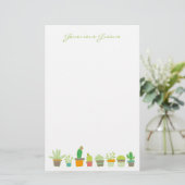 Schattige geïllustreerd succulent monogram briefpa briefpapier (Staand voorkant)