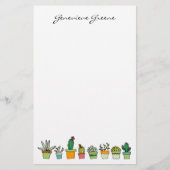 Schattige geïllustreerd succulent monogram briefpa briefpapier (Voorkant)