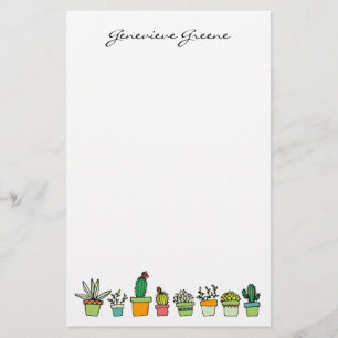 Schattige geïllustreerd succulent monogram briefpa briefpapier