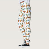 Schattige geïllustreerde dinosauriërs op witte pat leggings (Links)