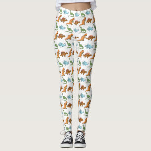 Schattige geïllustreerde dinosauriërs op witte pat leggings