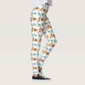 Schattige geïllustreerde dinosauriërs op witte pat leggings (Rechts)