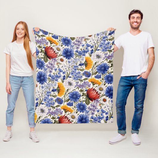 Schattige  geïnspireerd bloemmotief fleece deken (In situ)