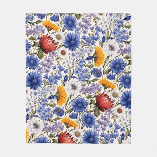 Schattige  geïnspireerd bloemmotief fleece deken (Voorkant)