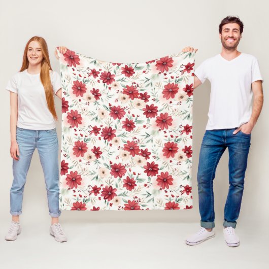 Schattige geïnspireerd bloemmotief fleece deken (In situ)