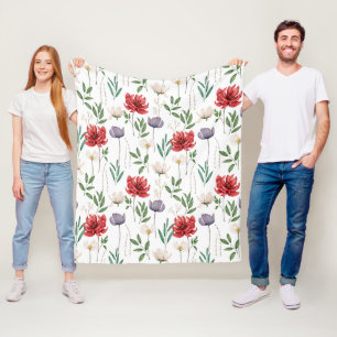 Schattige  geïnspireerd bloemmotief fleece deken