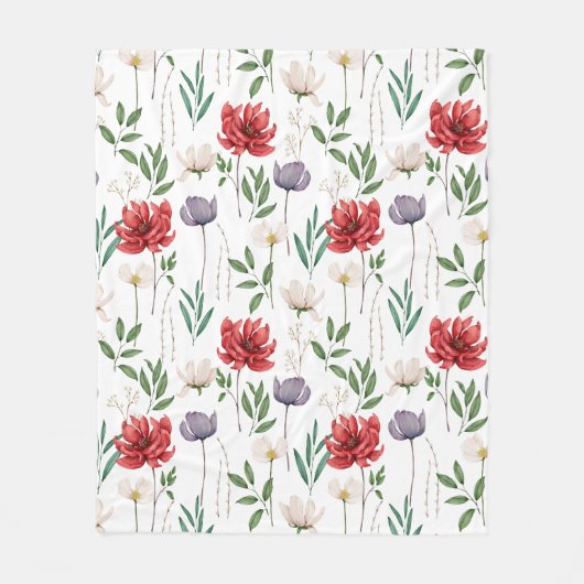 Schattige geïnspireerd bloemmotief fleece deken (Voorkant)